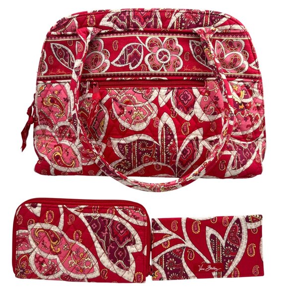 Vera Bradley Rosy Posies Retired Print Tote Bag & Accessories Set Quilted Cotton - Picture 1 of 9